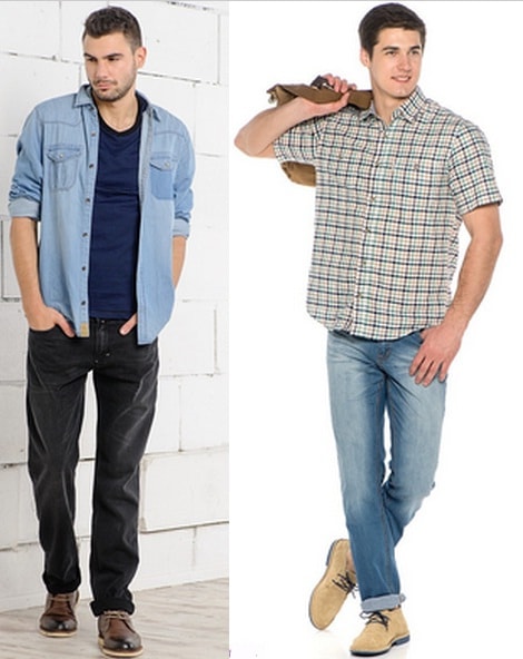 мужские джинсы и рубашка – гармоничное сочетание