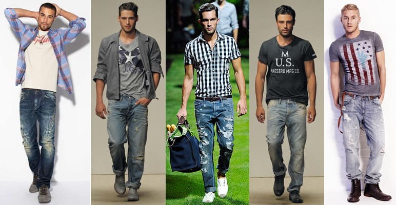 Модні чоловічі образи з рваними джинсами