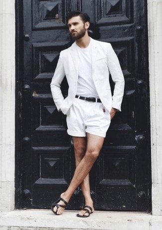 С чем носить мужской пиджак белого цвета?