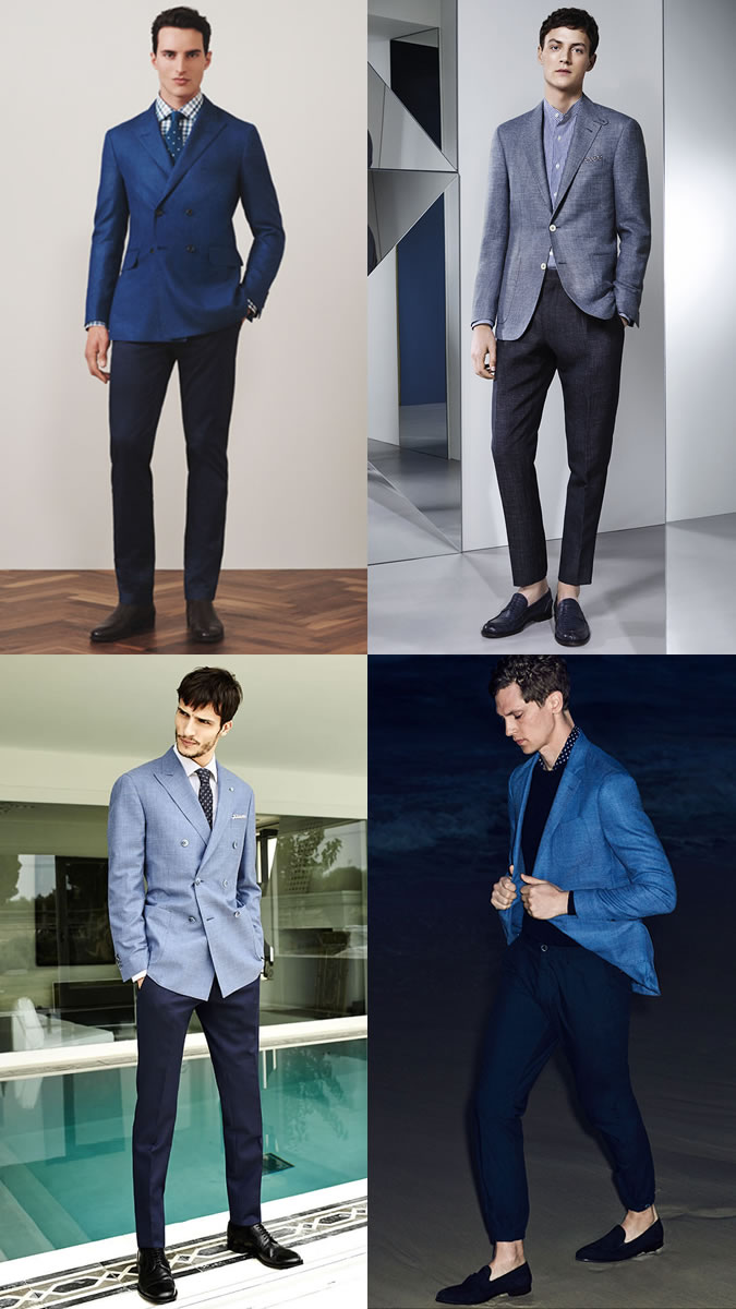 Сочетание - пиджака и брюки разных оттенков синего