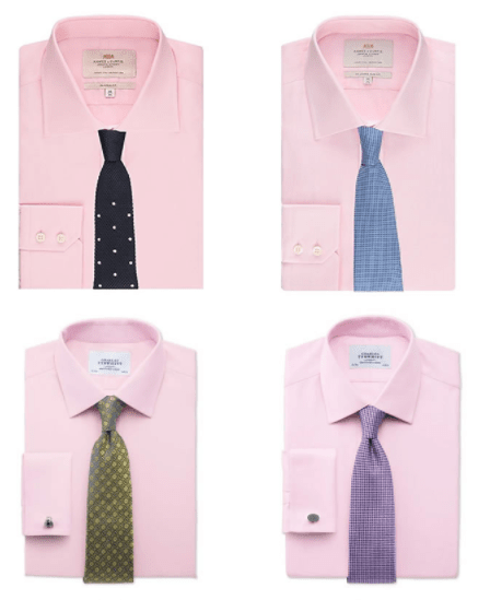 Сочетание розовых рубашек с галстуком