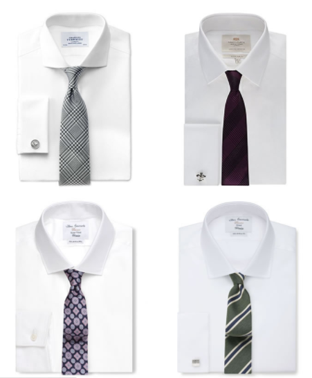 Поєднання простих білих сорочок із краваткою