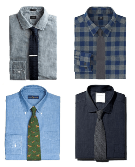 Сочетание галстука с с текстурными рубашками